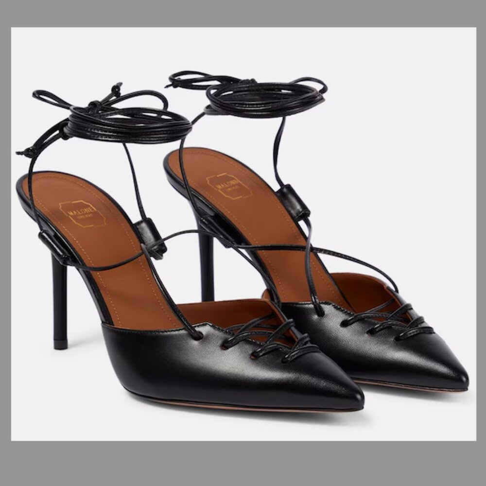 NIB Malone Souliers Black Leather Marianna 85mm size 10 US/ 40 EU